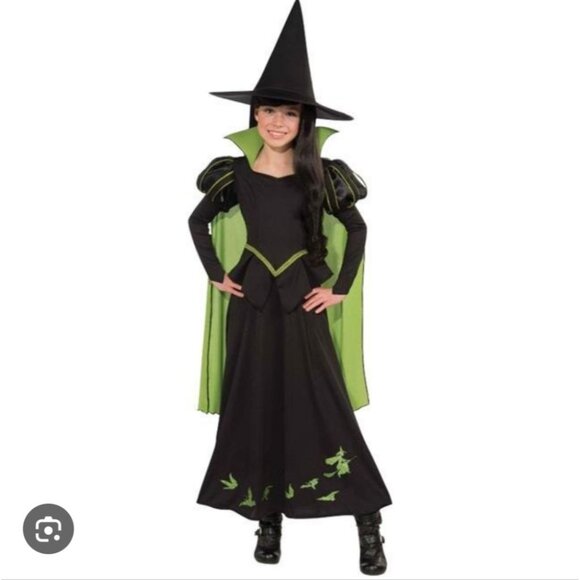 Wizard Of Oz Wicked Witch Elpphaba Black Green Witch Costume Hat - 12-14 NWT - Picture 1 of 5